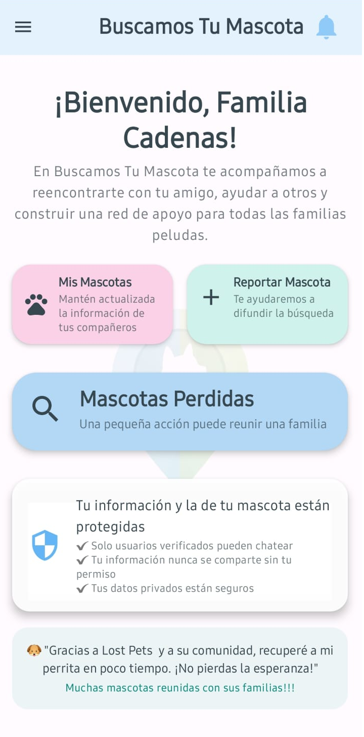 Pantalla de bienvenida